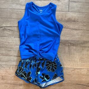 DSG Royal Blue Tank and Leaf Print Shorts